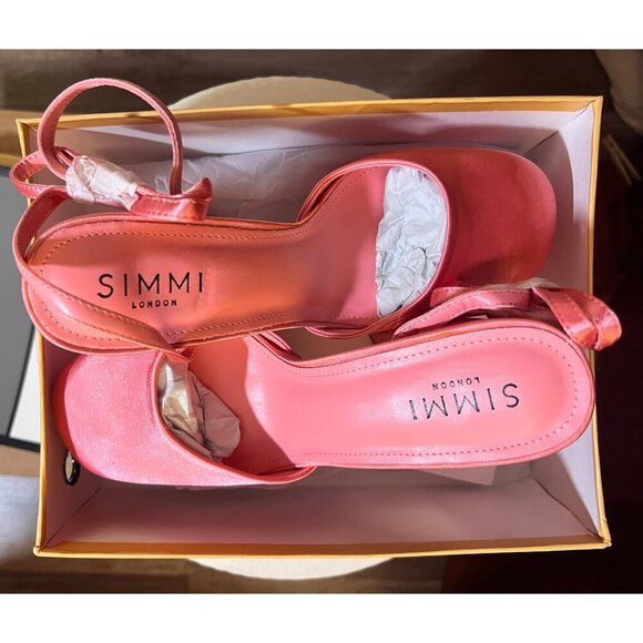 Simmi London Pink Satin Platform Chunky Heel Closed Toe with Buckle Ankle Strap - Picture 11 of 16